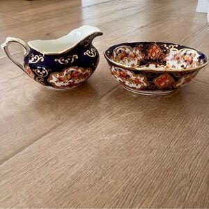 Antique C1917-1927s Royal Albert Heirloom Imari‎ Creamer and Sugar Bowl Set